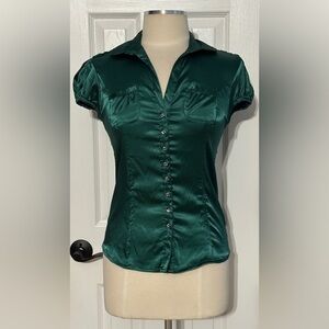 Venus Emerald Green Satin Blouse – Size Small